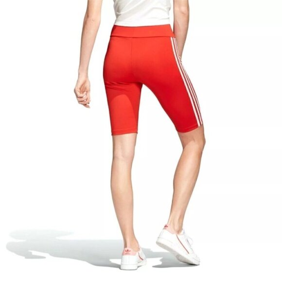NWT Adidas Women Originals Long 3-Stripes BIKER SHORTS Lush Red/White size XS - Picture 9 of 10